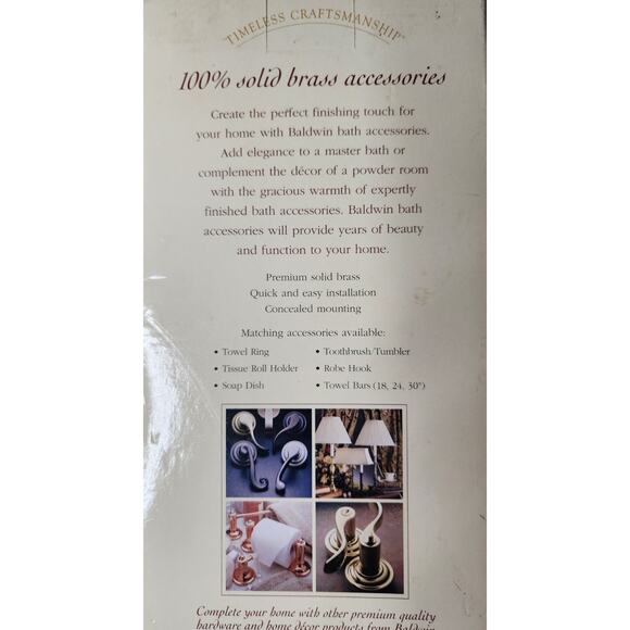 Baldwin Premium Towel Bar 18" Timeless Craftsmanship Polished Solid Brass 2 Tone - Picture 5 of 7